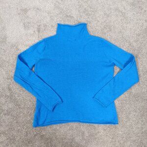 Nicole Miller Women's Sweater Size S Blue Extra Fine Merino Wool Winter Casual